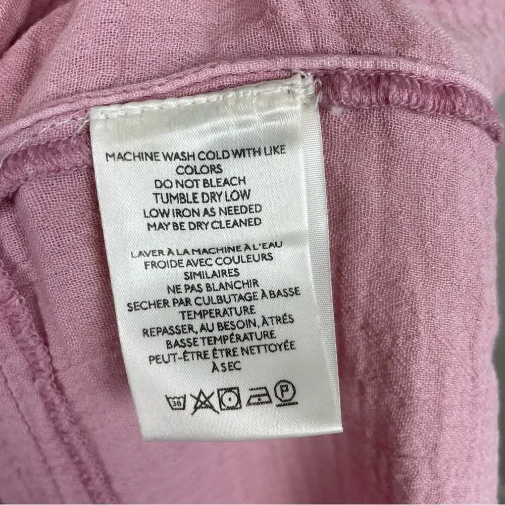 We the Free Pink Gauzy Cotton Button Short Sleeve Top XS